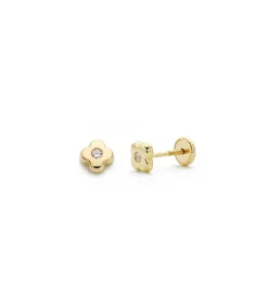 Pendientes Oro Amarillo Flor Circonita 18 Ktes<Alda Joyeros Shop