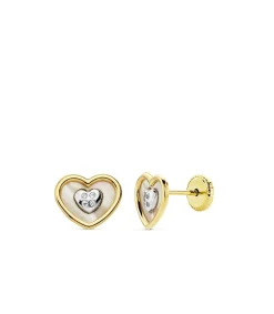 Pendientes Oro Bicolor 18 Ktes Corazones Nacar<Alda Joyeros Cheap