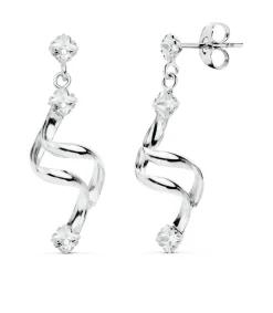 Pendientes Oro Blanco 18 Ktes Largos Tirabuzon. Bayonne<Alda Joyeros Outlet