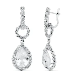 Pendientes Oro Blanco 18 Ktes Largos Circonitas. Nantes<Alda Joyeros Shop