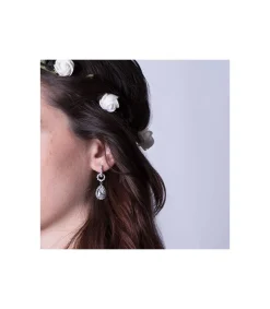 Pendientes Oro Blanco 18 Ktes Largos Circonitas. Nantes<Alda Joyeros Shop