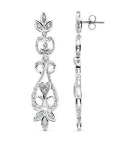 Pendientes Oro Blanco 18 Ktes Largos Y Circonitas. Garonne<Alda Joyeros Cheap