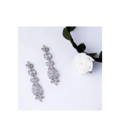 Pendientes Oro Blanco 18 Ktes Largos Y Circonitas. Garonne<Alda Joyeros Cheap