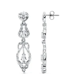 Pendientes Oro Blanco 18 Ktes Largos Circonitas. Cher<Alda Joyeros Flash Sale