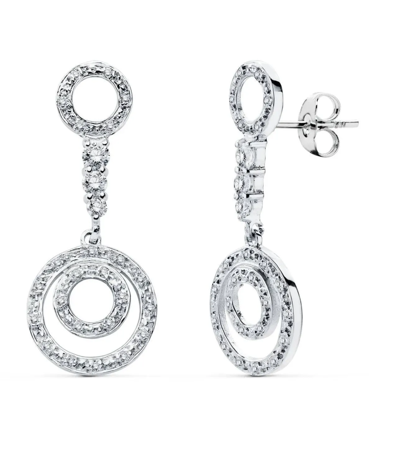 Pendientes Oro Blanco 18 Ktes Largos Redondos. Rennes<Alda Joyeros Clearance