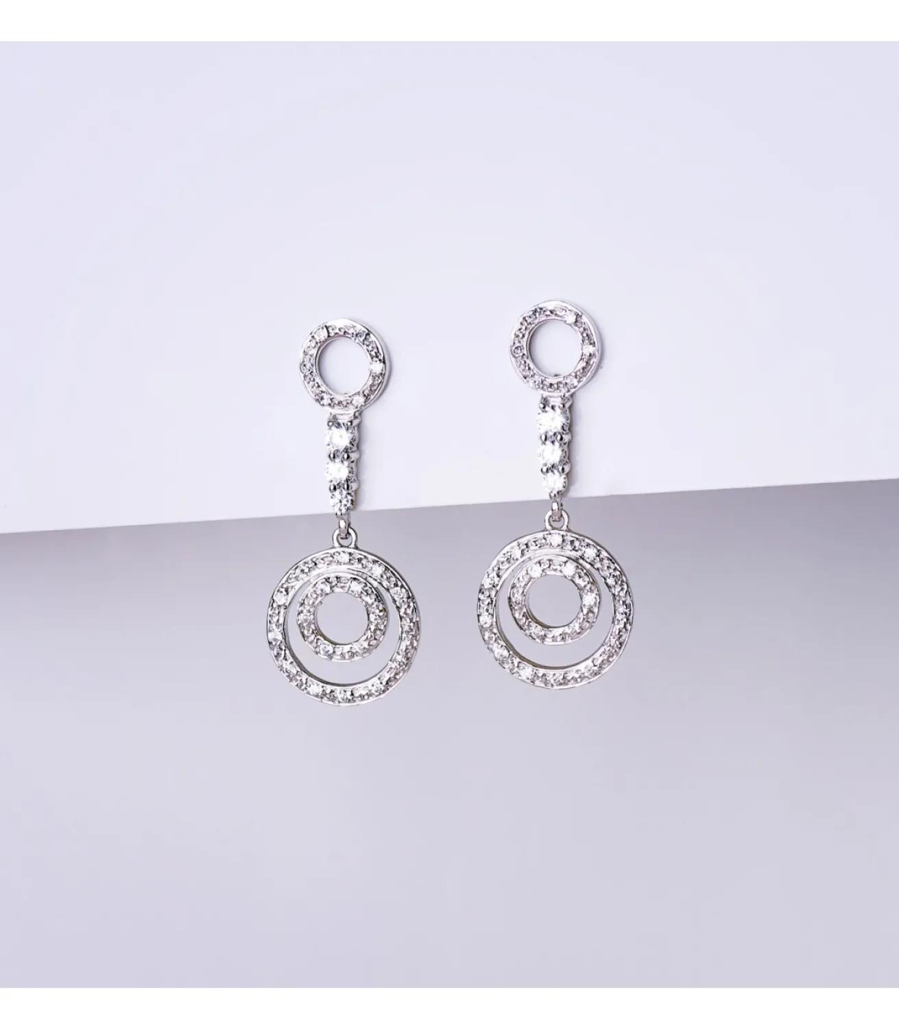 Pendientes Oro Blanco 18 Ktes Largos Redondos. Rennes<Alda Joyeros Clearance