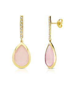 Pendientes Oro Catina Rosa Cuarzo 18 Ktes<Alda Joyeros Cheap