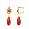 Pendientes Oro 18K Cubana Piedra Coralina 30Mm<Alda Joyeros Cheap
