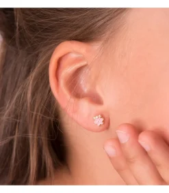 Pendientes Pastelito Rosa Oro 18K Flor<Alda Joyeros Best