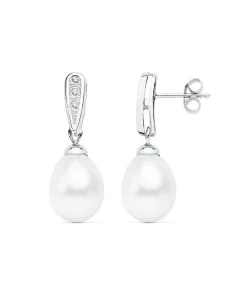 Pendientes Perlas Lagrima Oro Blanco 24 Mm<Alda Joyeros Shop