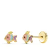Pendientes Pez Colores Oro 18K 5.5 Mm<Alda Joyeros Store