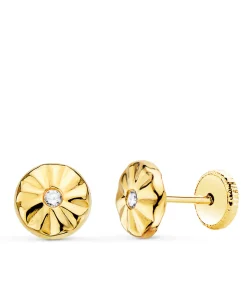 Pendientes Redondos Ondas Oro Amarillo 18K 6.5Mm<Alda Joyeros Fashion