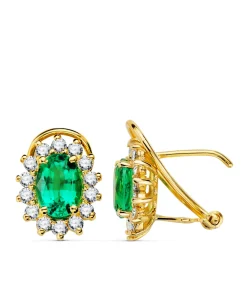 Pendientes Sybil Oro Amarillo 18K Esmeralda Y Diamantes<Alda Joyeros Online