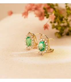 Pendientes Sybil Oro Amarillo 18K Esmeralda Y Diamantes<Alda Joyeros Online
