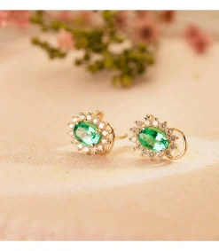 Pendientes Sybil Oro Amarillo 18K Esmeralda Y Diamantes<Alda Joyeros Online