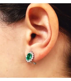 Pendientes Sybil Oro Blanco 18K Esmeralda Y Diamantes<Alda Joyeros Flash Sale
