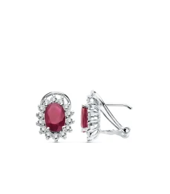 Pendientes Sybil Oro Blanco 18K Rubi Y Diamantes<Alda Joyeros New