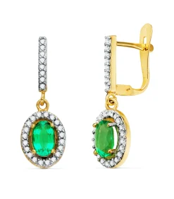 Pendientes Talya Esmeralda Oro Bicolor 18K<Alda Joyeros Store