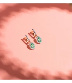 Pendientes Talya Esmeralda Oro Bicolor 18K<Alda Joyeros Store