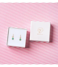 Pendientes Talya Esmeralda Oro Bicolor 18K<Alda Joyeros Store