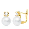 Pendientes Tu Y Yo Oro 18K Comunion Perla 7.5 Mm<Alda Joyeros New