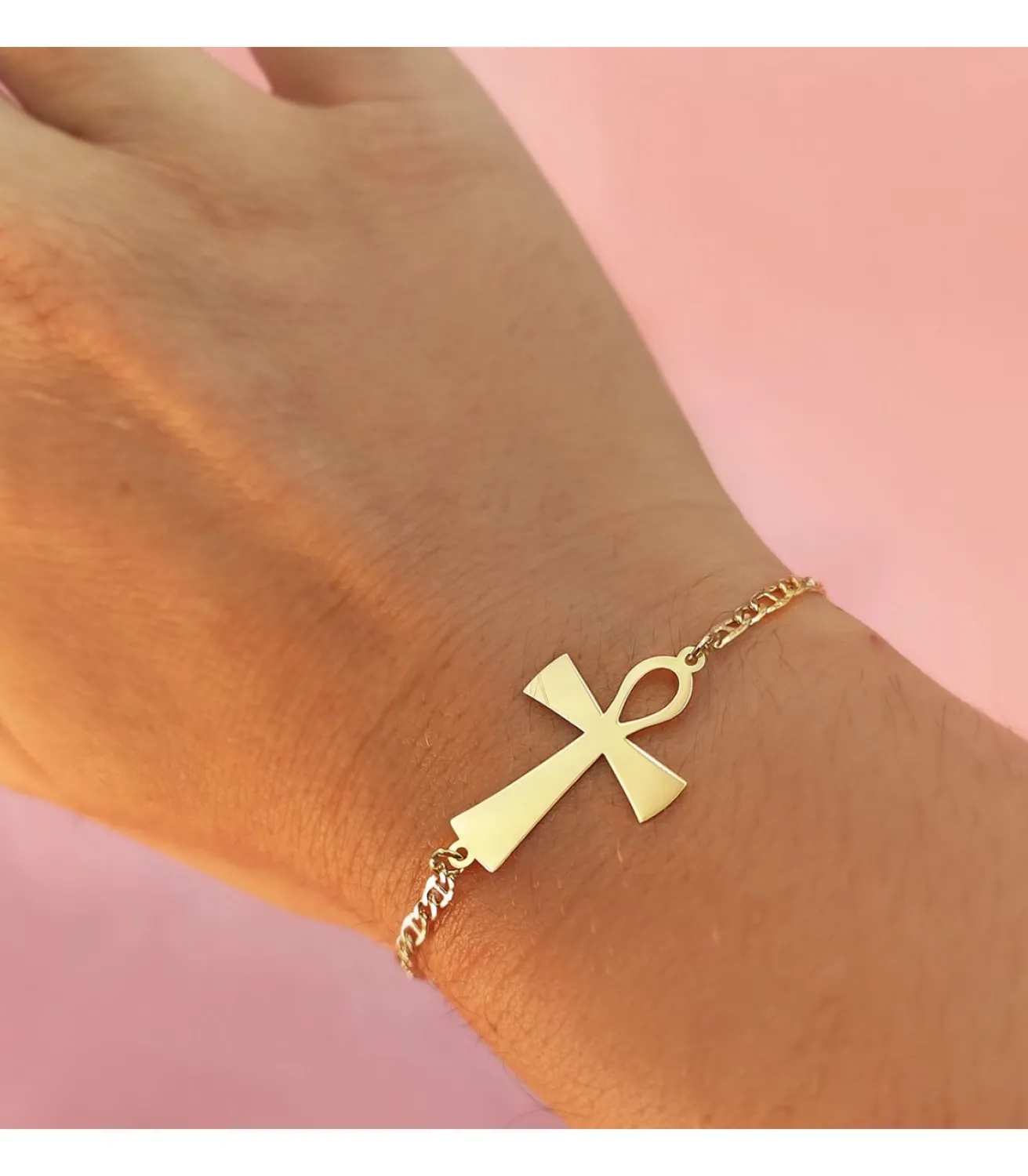 Pulsera De Mujer Oro Amarillo 18 Ktes Cruz De La Vida<Alda Joyeros New