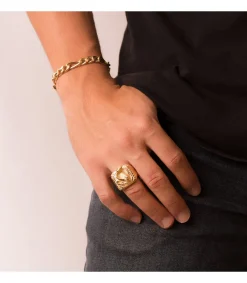 Pulsera Hombre Oro 18K Eslabon 3X1 21.5Cm<Alda Joyeros Flash Sale