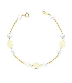 Pulsera Matilde 1 Comunion Oro 18K 17 Cm Flores Y Perlas<Alda Joyeros Outlet