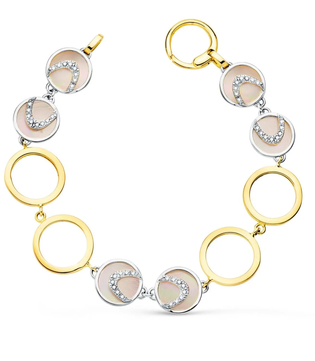 Pulsera Mujer Oro Bicolor 18K Nacar 20Cm<Alda Joyeros Online