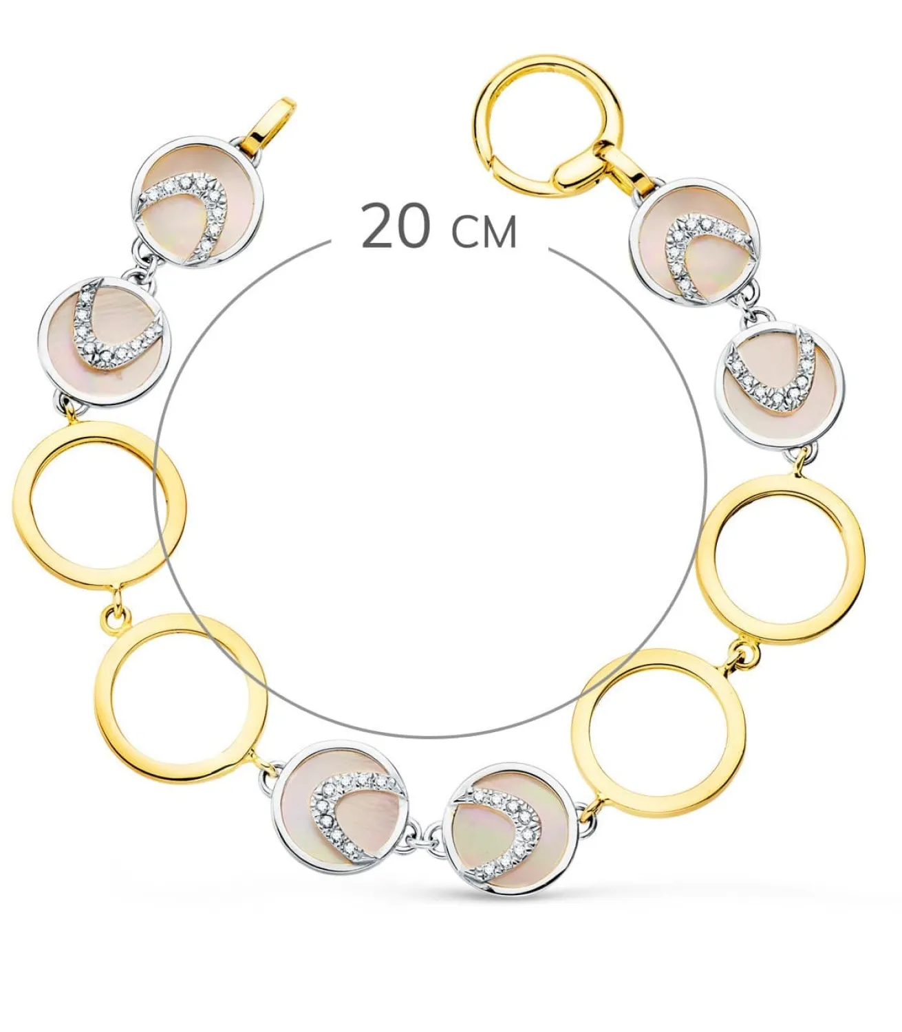 Pulsera Mujer Oro Bicolor 18K Nacar 20Cm<Alda Joyeros Online