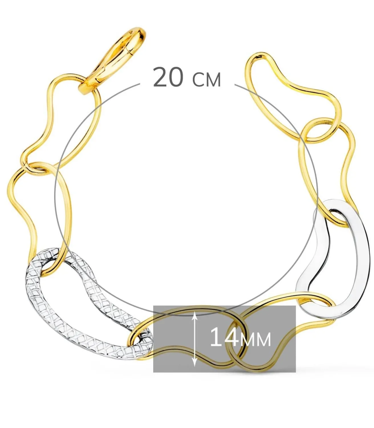 Pulsera Mujer Oro Bicolor 18K Wave<Alda Joyeros Store