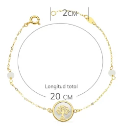 Pulsera Mujer Oro 18K Arbol De La Vida Nacar 20Cm<Alda Joyeros Cheap