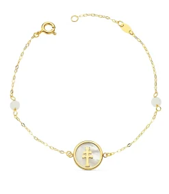 Pulsera Mujer Oro 18K Cruz Caravaca Nacar 20Cm<Alda Joyeros Hot