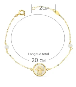 Pulsera Mujer Oro 18K Mano De Fatima Nacar 20Cm<Alda Joyeros Hot