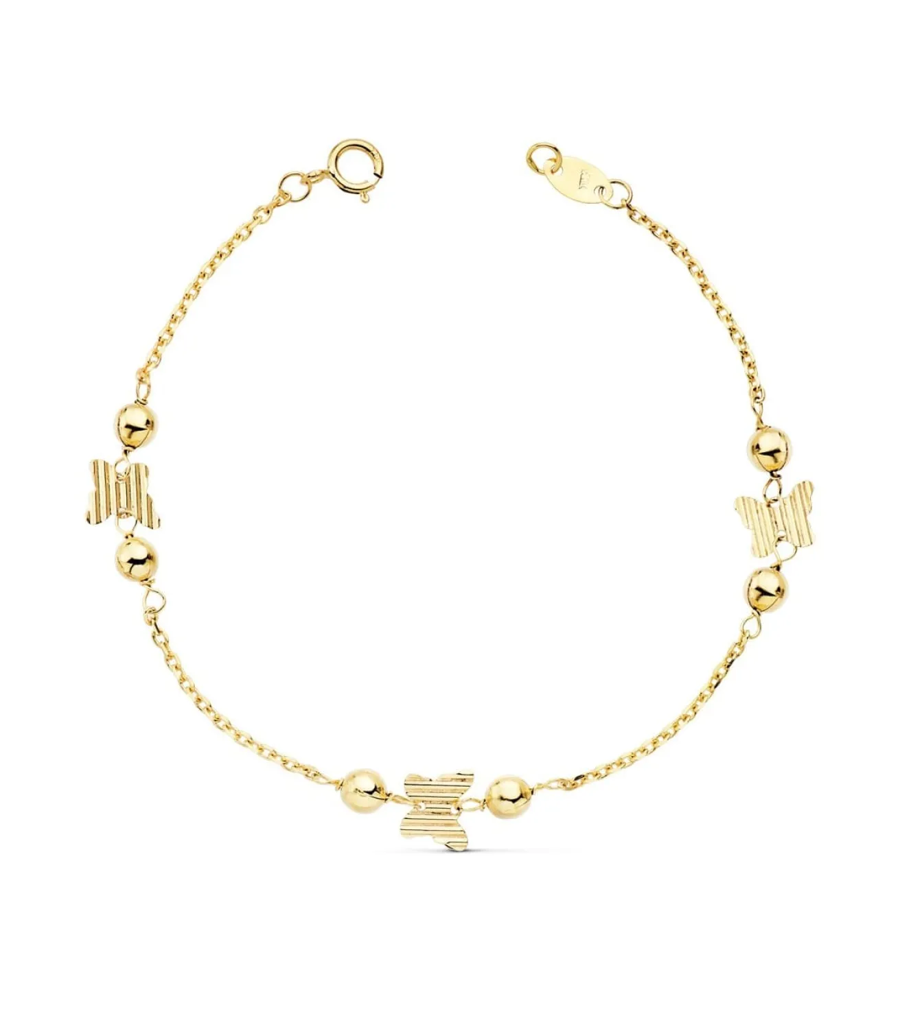 Pulsera Niña Esperanza Oro 18K 17 Cm Mariposas Y Bolitas<Alda Joyeros Hot