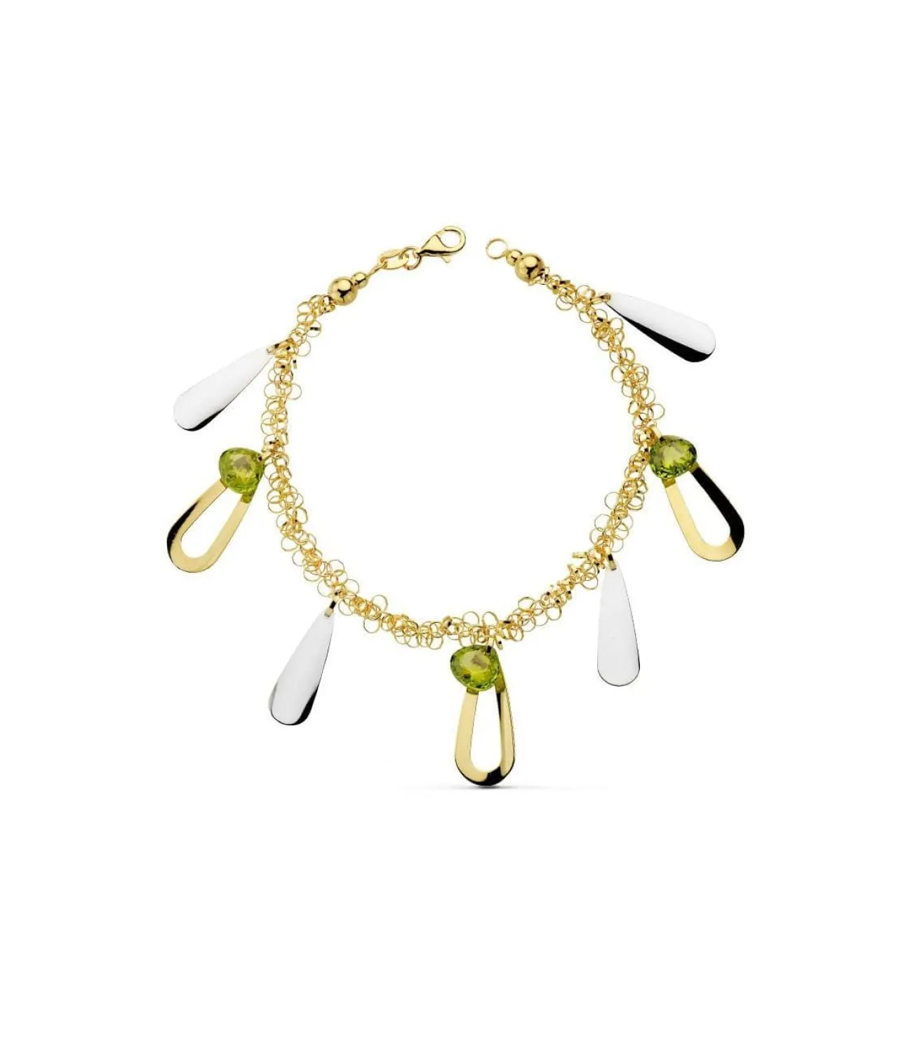 Pulsera Oro Bicolor 18K Abalorios Piedra<Alda Joyeros Cheap