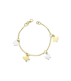 Pulsera Oro Bicolor 18K Charms Mariposas<Alda Joyeros Online