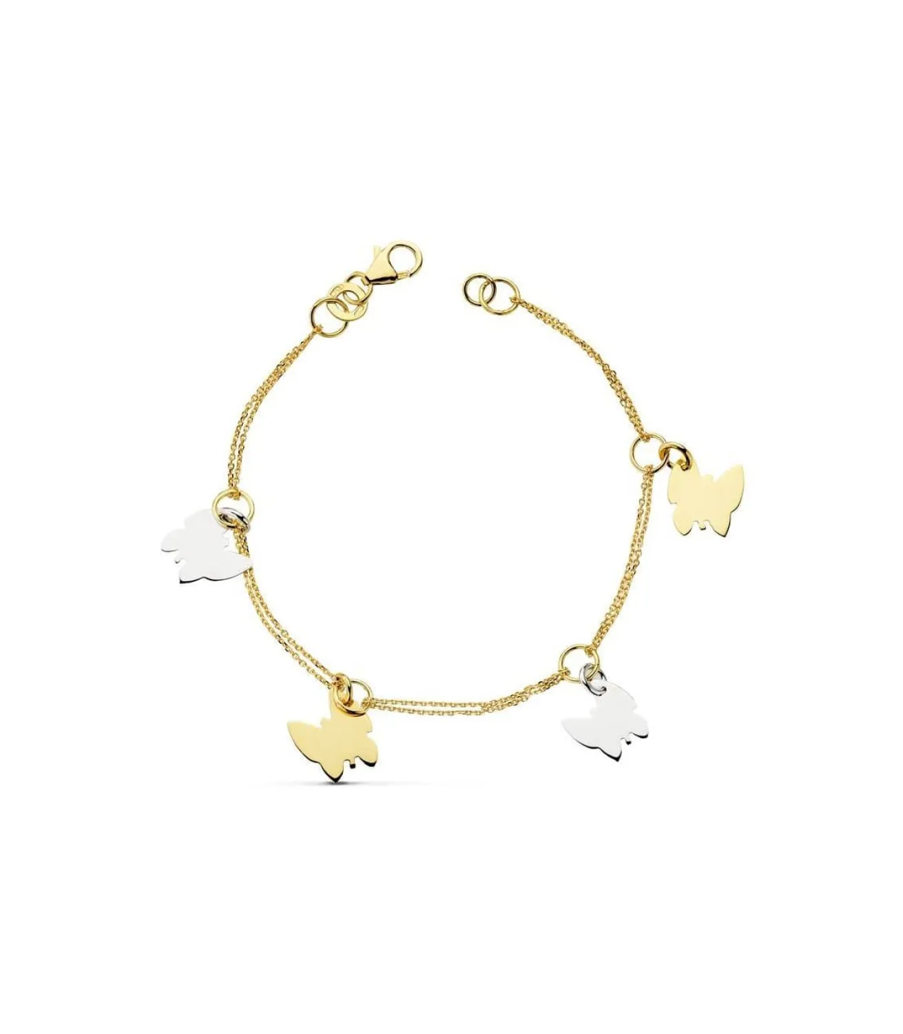 Pulsera Oro Bicolor 18K Charms Mariposas<Alda Joyeros Online