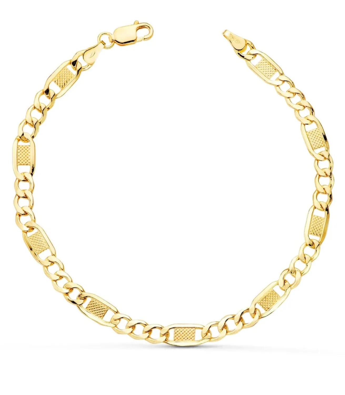 Pulsera 3X1 Tallada Oro Amarillo 18K 19 Cm<Alda Joyeros Shop