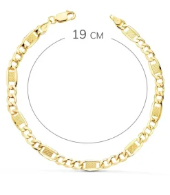Pulsera 3X1 Tallada Oro Amarillo 18K 19 Cm<Alda Joyeros Shop