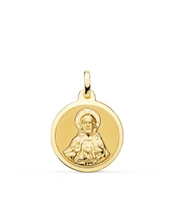Sagrado Corazon De Jesus Brillo Oro 18K 18 Mm<Alda Joyeros Shop