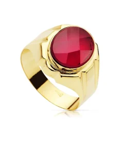 Sello Caballero Valentino Oro Amarillo 18K Espinela Rubi<Alda Joyeros Shop