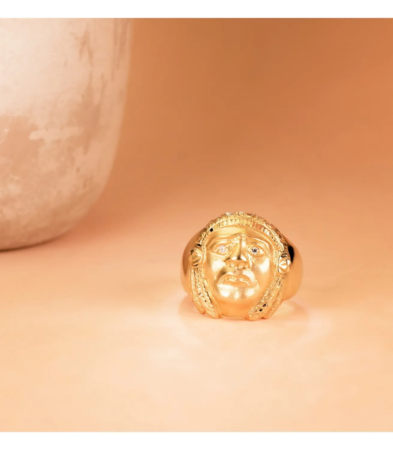 Sello De Hombre Indio Oro Amarillo 18K<Alda Joyeros Store