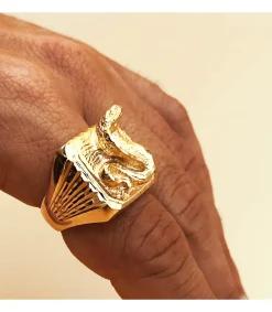 Sello De Hombre Serpiente Oro Amarillo 18K<Alda Joyeros New