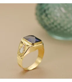 Sello Oro Hombre Escudo 18K Spinel Azul<Alda Joyeros Clearance