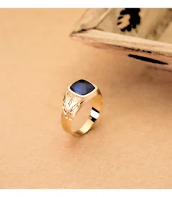 Sello Oro Hombre Hugo 18K Spinel Azul<Alda Joyeros Cheap