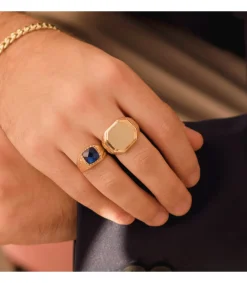 Sello Oro Hombre Hugo 18K Spinel Azul<Alda Joyeros Cheap