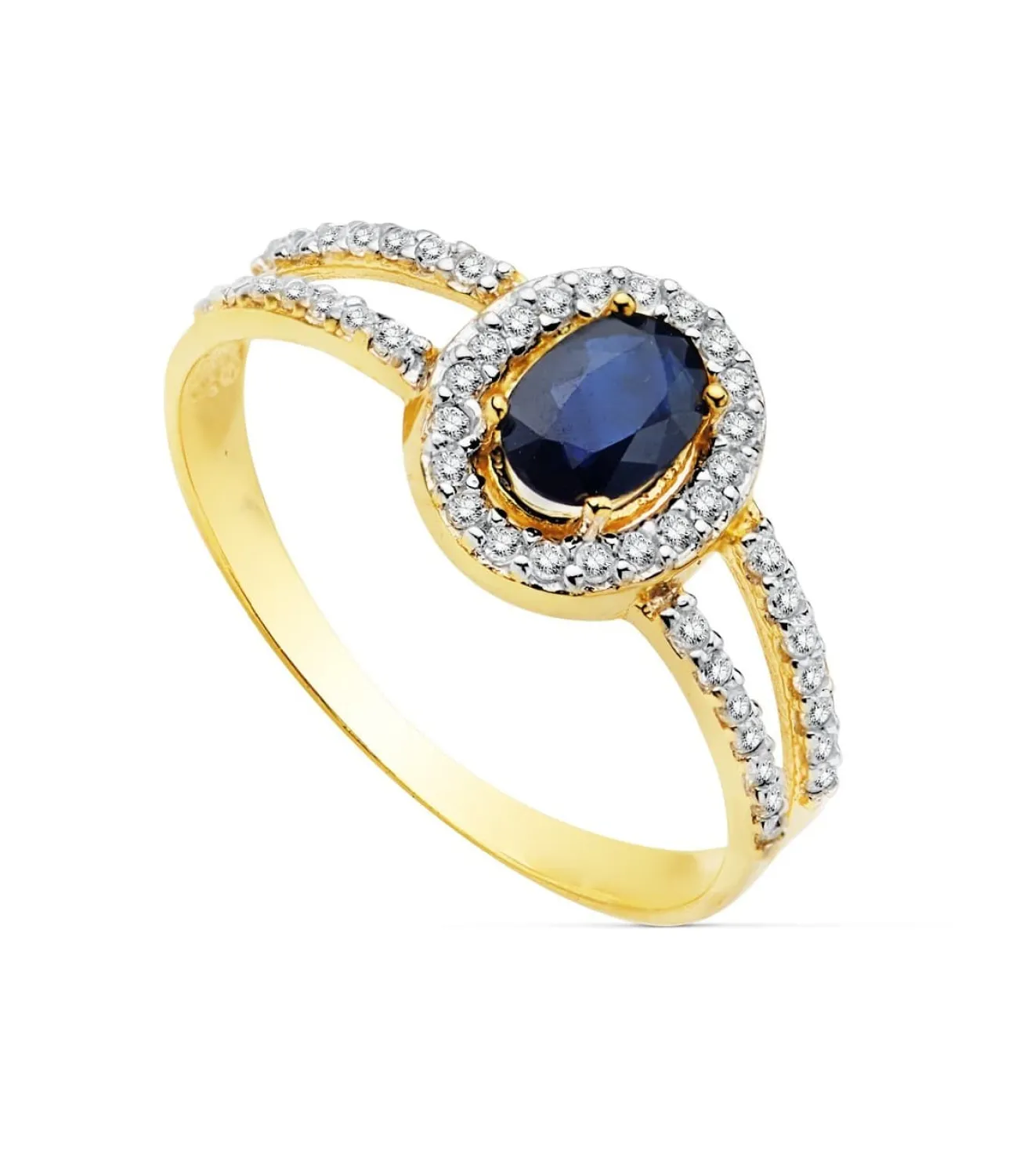 Sortija Mujer Oro Bicolor 18K Galya Piedra Zafiro<Alda Joyeros Online