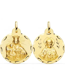 V. Carmen Y C. Jesus Oro 18K Escapulario Tallado 24Mm<Alda Joyeros Online