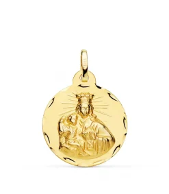 V. Carmen Y C. Jesus Oro 18K Escapulario Tallado 22Mm<Alda Joyeros Shop